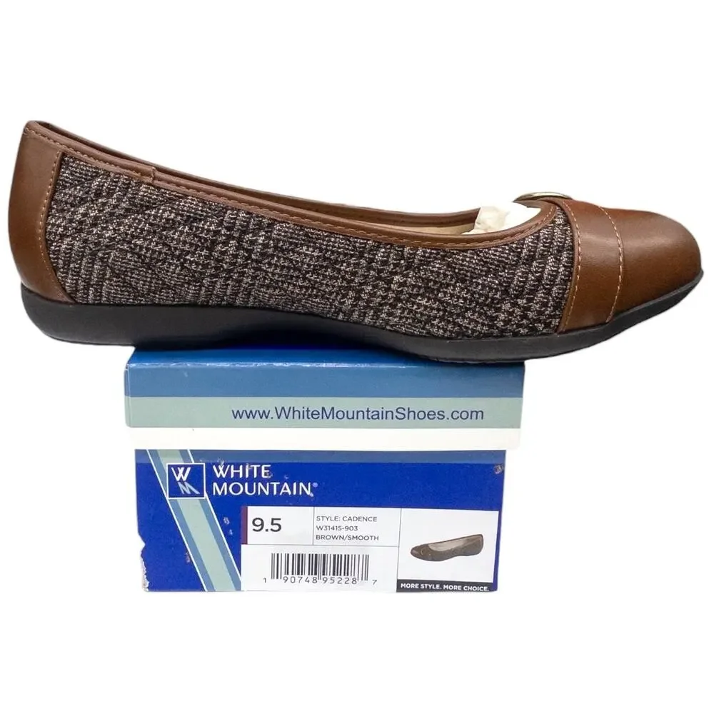White Mountain Cadence Buckle Ballet Flats Women's size 9.5 Brown